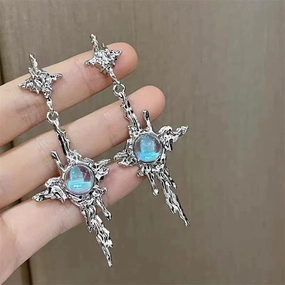 Wholesale Cross Moonstone Star Earrings
