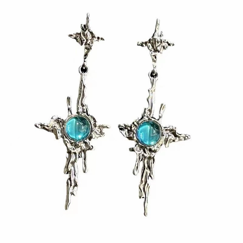 Wholesale Cross Moonstone Star Earrings