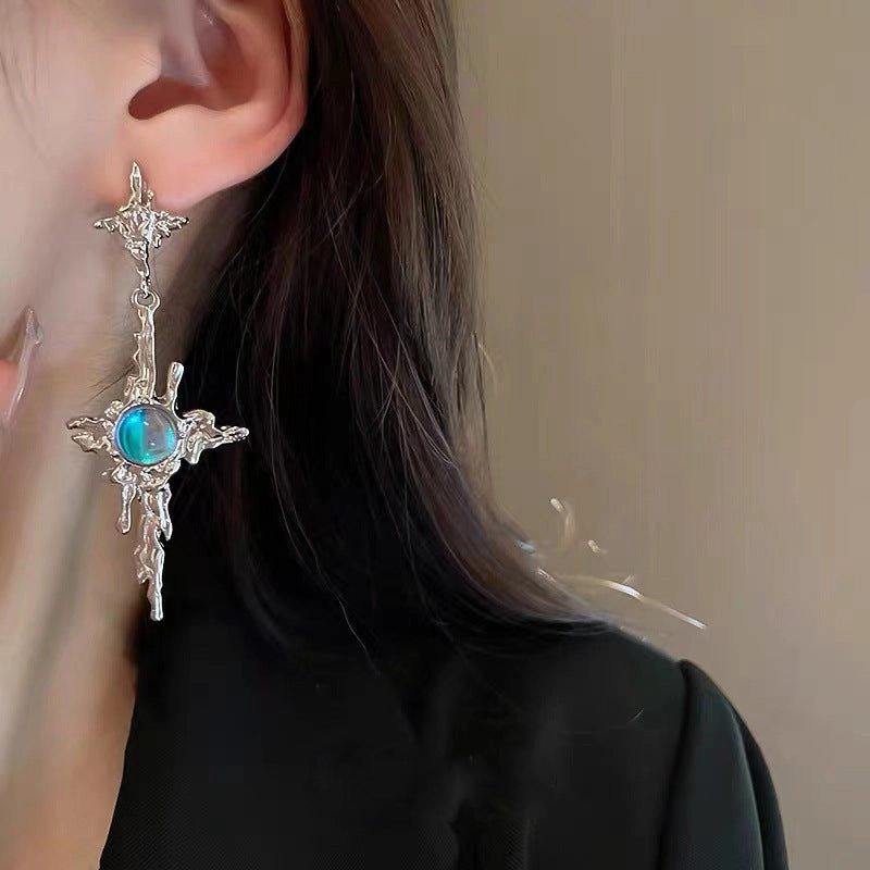 Wholesale Cross Moonstone Star Earrings