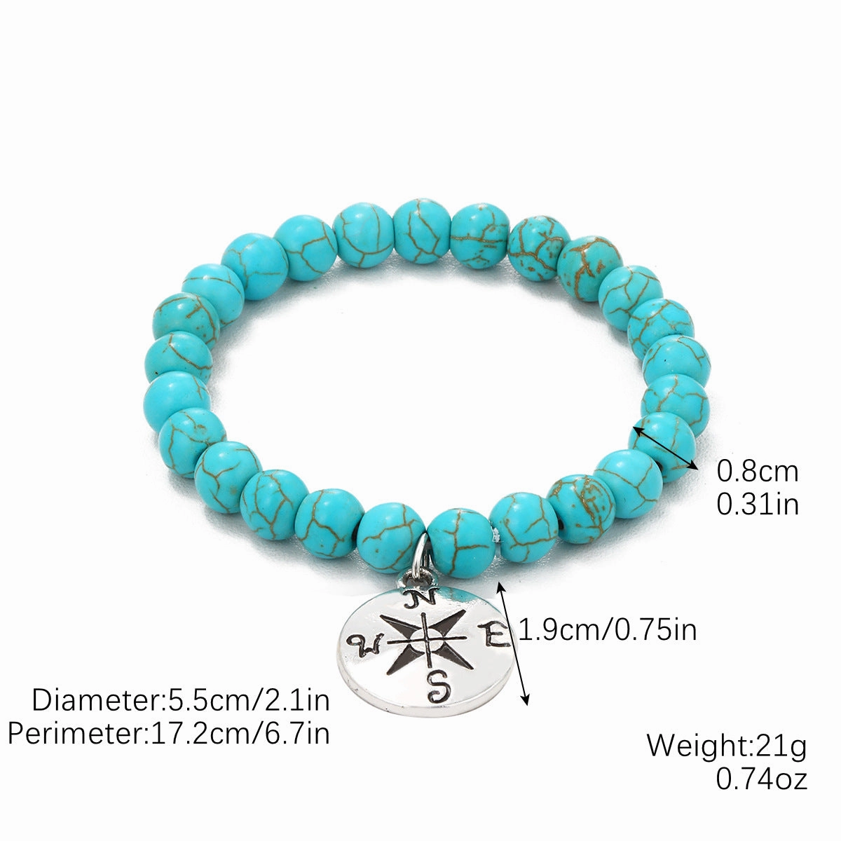 Wholesale Cross Natural Stone Vintage Green Pine Stone Bracelet