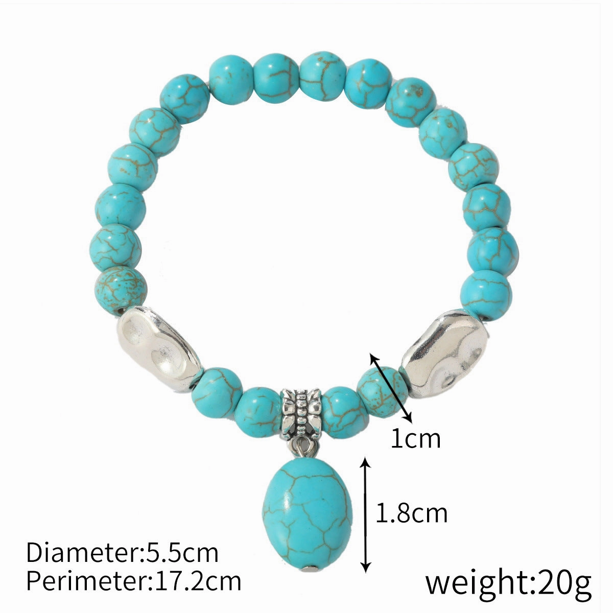 Wholesale Cross Natural Stone Vintage Green Pine Stone Bracelet