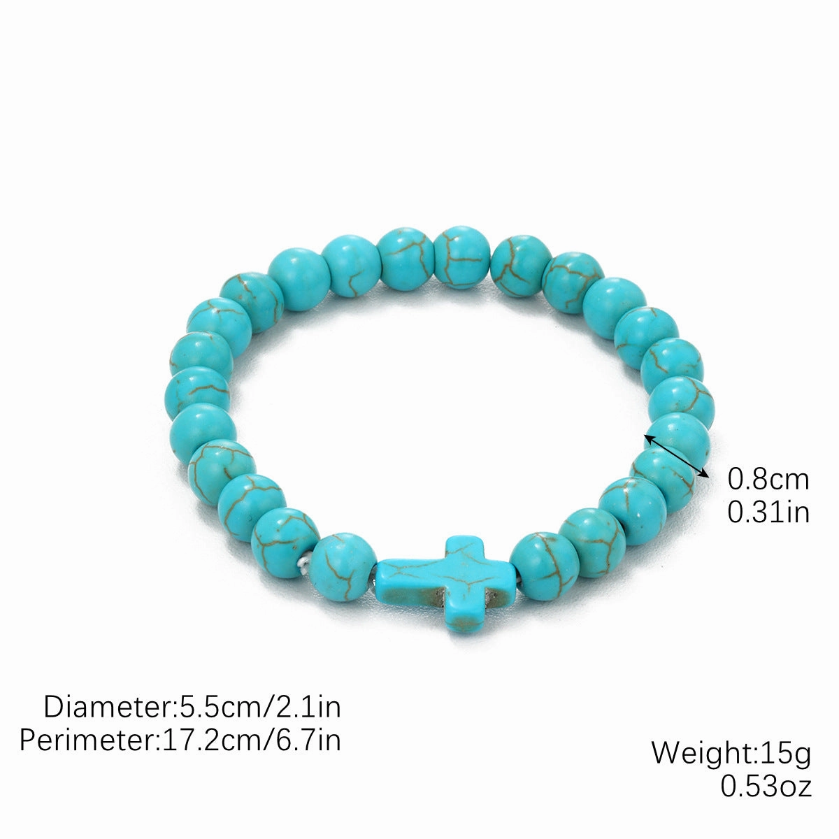 Wholesale Cross Natural Stone Vintage Green Pine Stone Bracelet