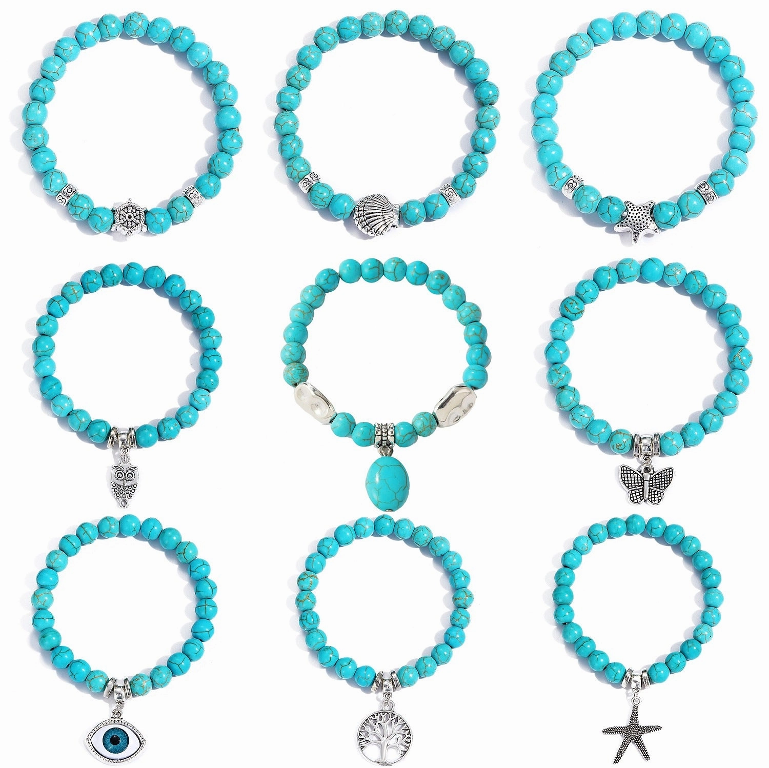 Wholesale Cross Natural Stone Vintage Green Pine Stone Bracelet