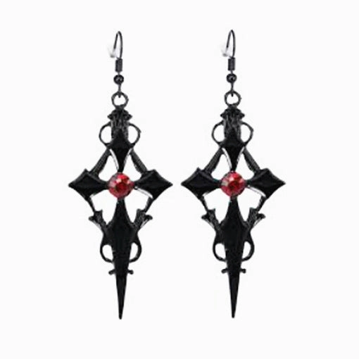 Wholesale Cross Rhinestone Gothic Punk Alloy Earrings