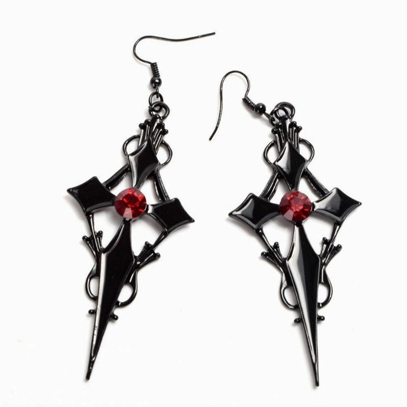 Wholesale Cross Rhinestone Gothic Punk Alloy Earrings