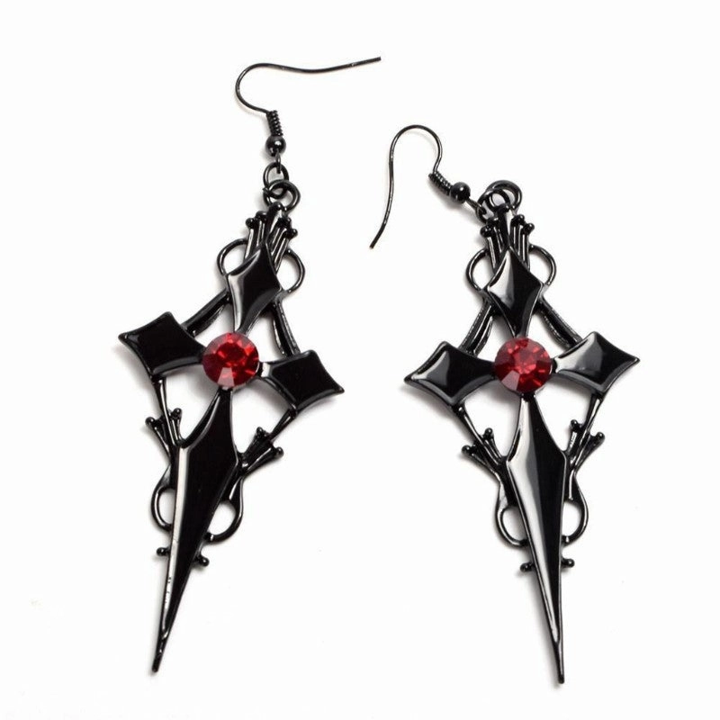 Wholesale Cross Rhinestone Gothic Punk Alloy Earrings