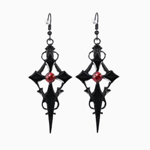 Wholesale Cross Rhinestone Gothic Punk Alloy Earrings