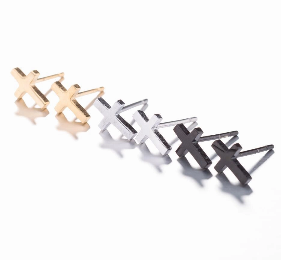 Wholesale Cross Stainless Steel Ear Studs