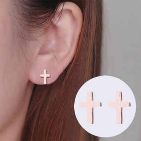 Wholesale Cross Stainless Steel Ear Studs