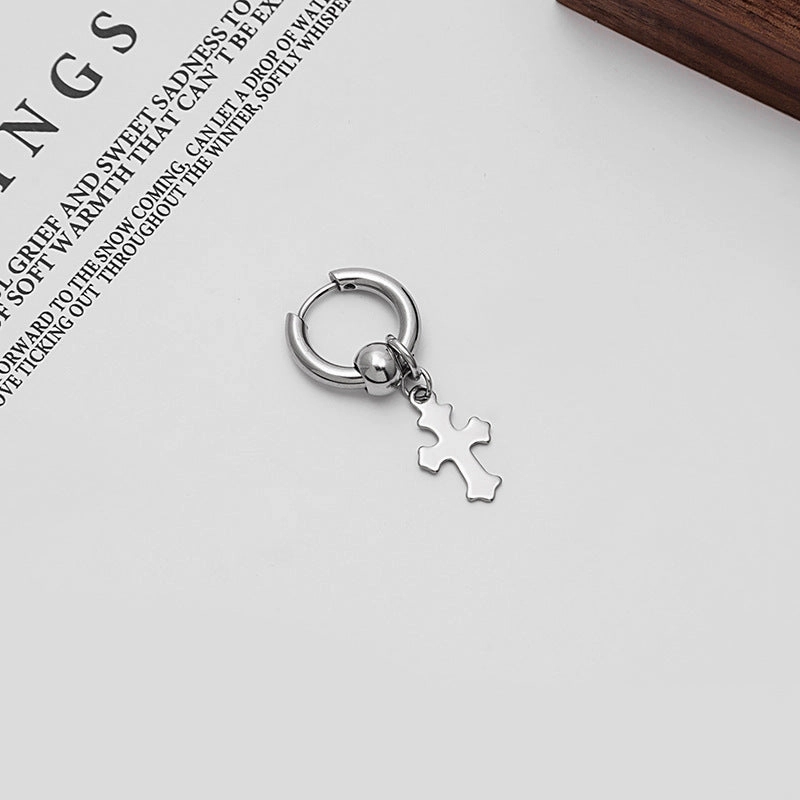 Wholesale Cross Star Stainless Steel Diamond Chain Earrings