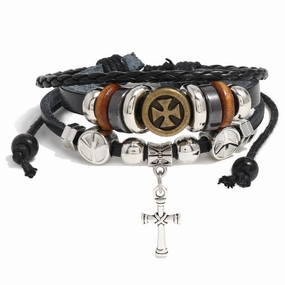 Wholesale Cross Vintage Leather Bracelet