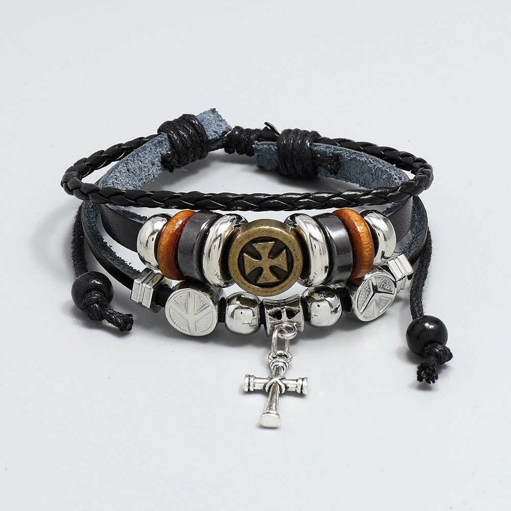 Wholesale Cross Vintage Leather Bracelet