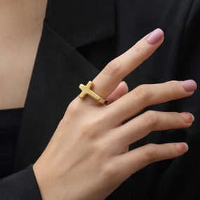 Wholesale Cross Women's Stainless Steel Ring