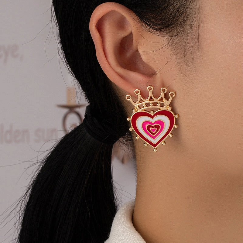 Wholesale Crown Heart Alloy Earrings