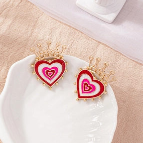 Wholesale Crown Heart Alloy Earrings