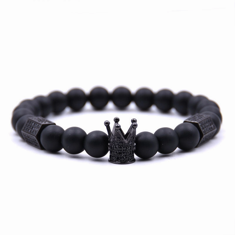 Wholesale Crown Skull Onyx Volcanic Stone Bracelets