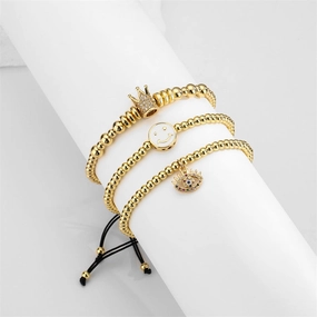 Wholesale Crown Smiley Braided Brass Bracelet