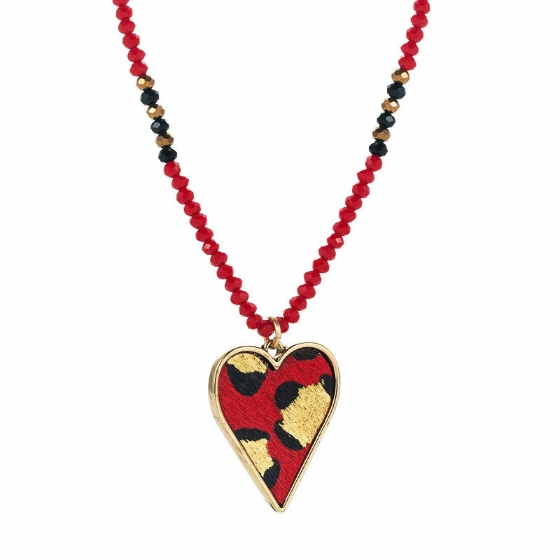 Wholesale Crystal Beaded Alloy Inlaid Leopard Print Leather Love Sweater Chain
