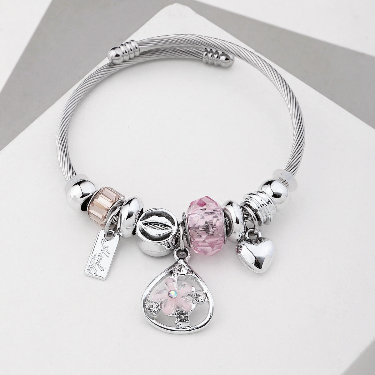 Wholesale Crystal Beads Stainless Steel Bracelet