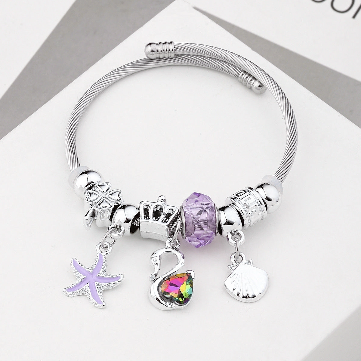 Wholesale Crystal Beads Stainless Steel Bracelet