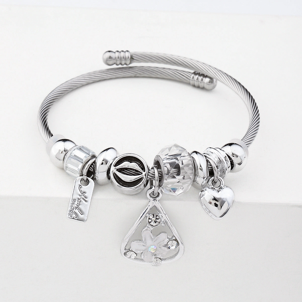 Wholesale Crystal Beads Stainless Steel Bracelet