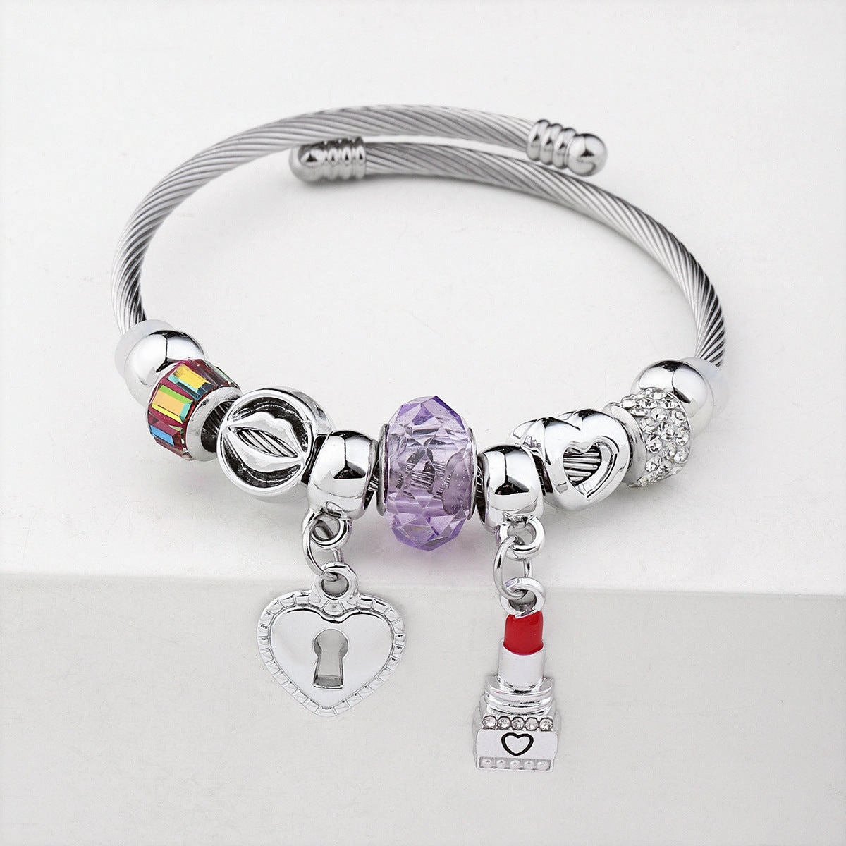 Wholesale Crystal Beads Stainless Steel Bracelet