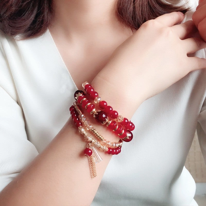 Wholesale Crystal Bracelet 4pcs Multilayer Beaded Bracelet