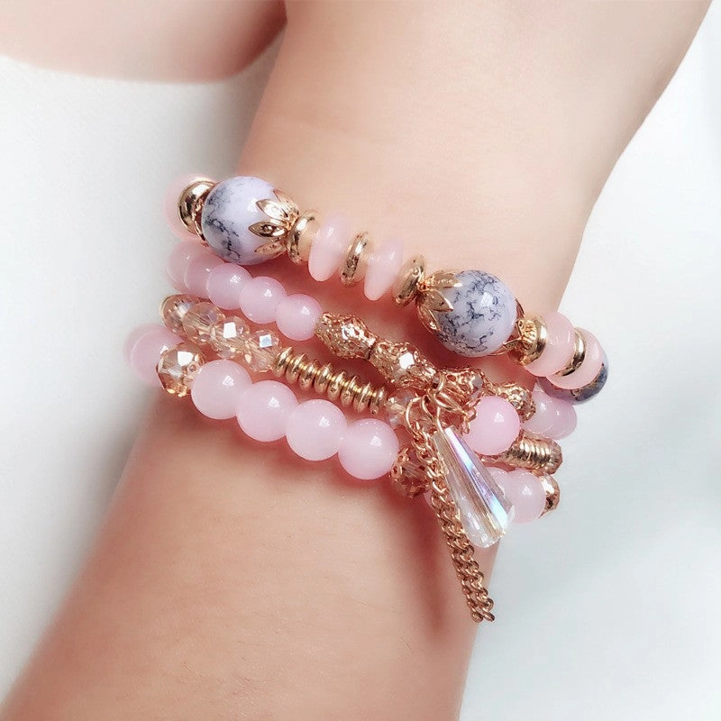 Wholesale Crystal Bracelet 4pcs Multilayer Beaded Bracelet