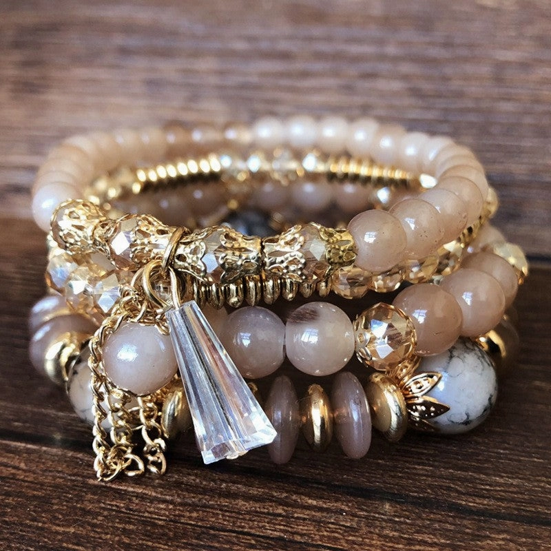 Wholesale Crystal Bracelet 4pcs Multilayer Beaded Bracelet