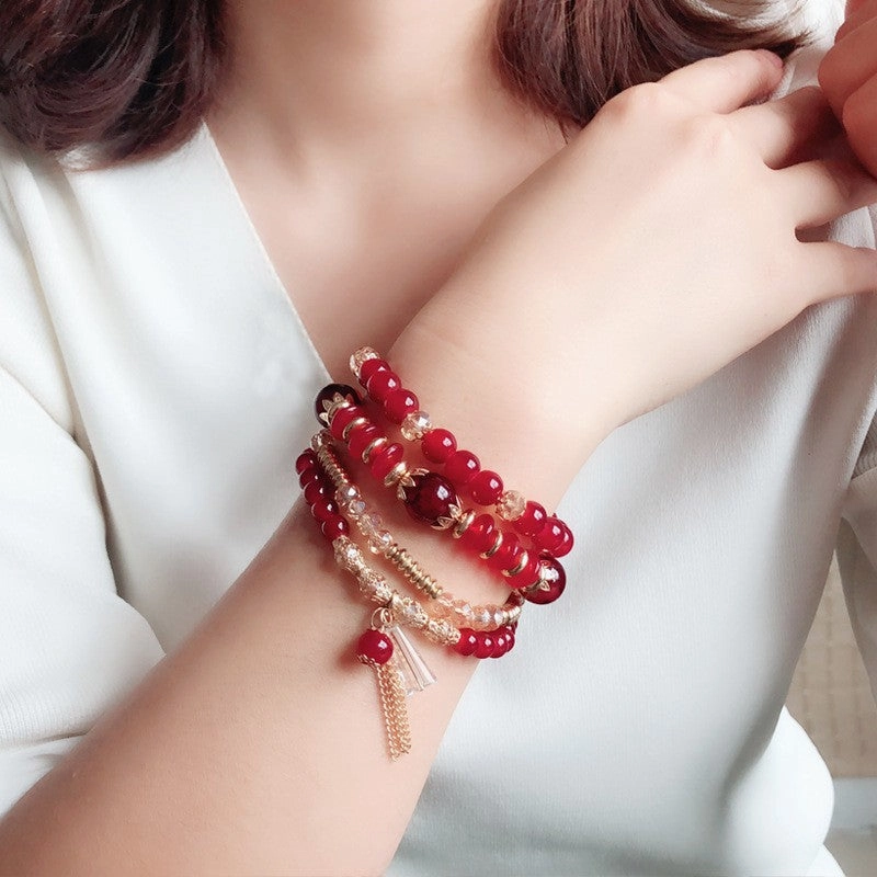 Wholesale Crystal Bracelet 4pcs Multilayer Beaded Bracelet