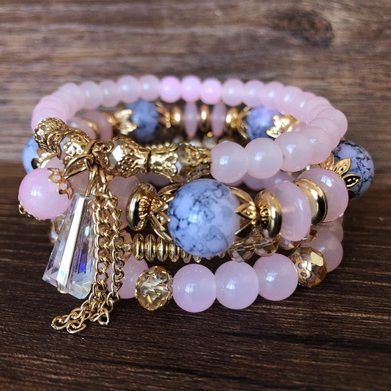 Wholesale Crystal Bracelet 4pcs Multilayer Beaded Bracelet