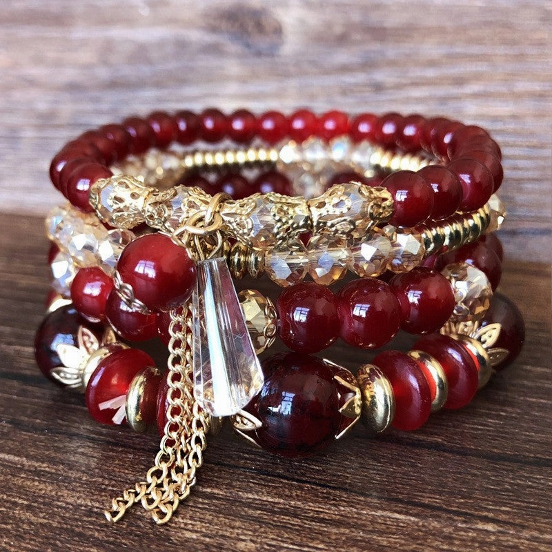 Wholesale Crystal Bracelet 4pcs Multilayer Beaded Bracelet