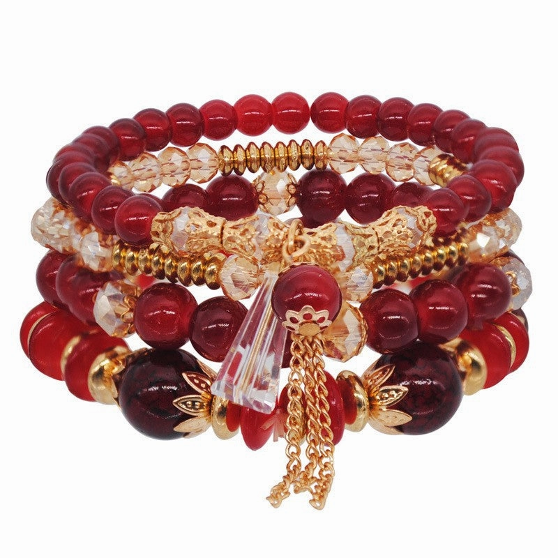 Wholesale Crystal Bracelet 4pcs Multilayer Beaded Bracelet