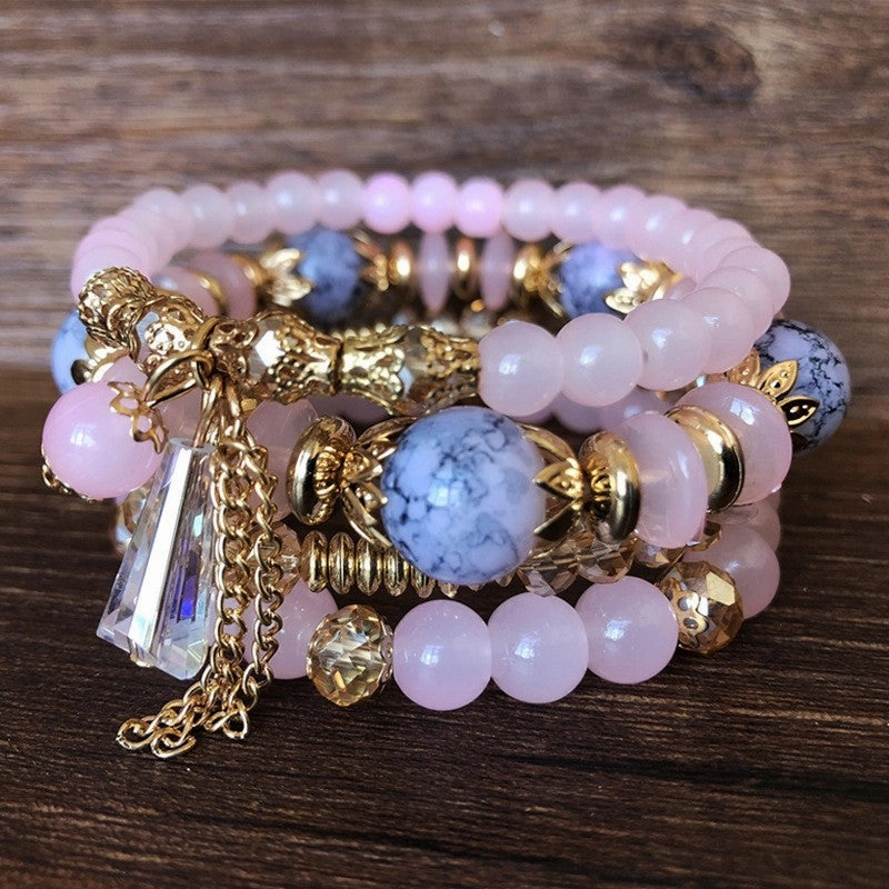 Wholesale Crystal Bracelet 4pcs Multilayer Beaded Bracelet