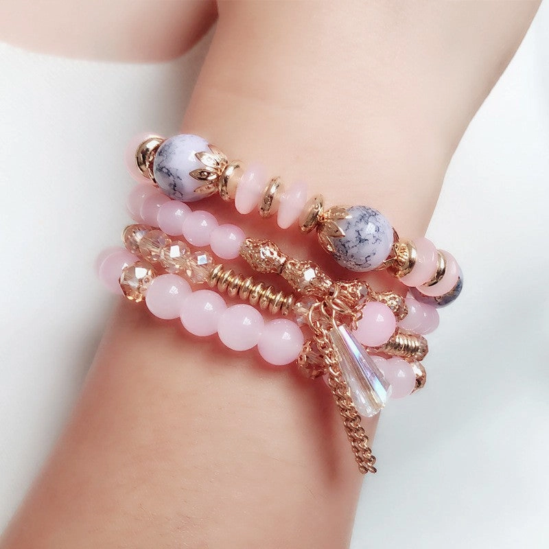 Wholesale Crystal Bracelet 4pcs Multilayer Beaded Bracelet