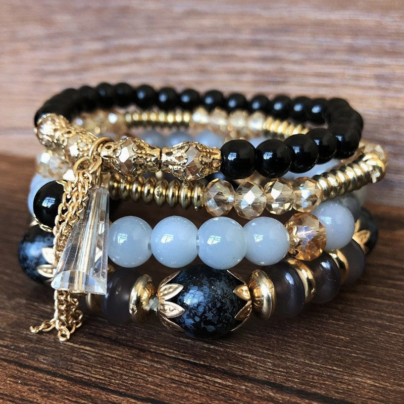 Wholesale Crystal Bracelet 4pcs Multilayer Beaded Bracelet