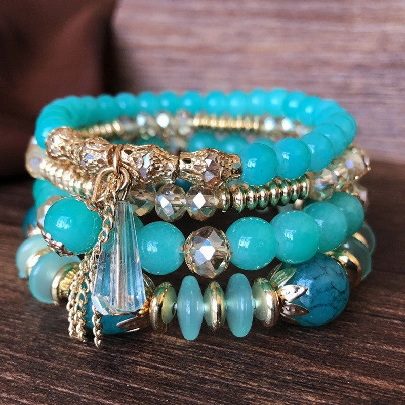 Wholesale Crystal Bracelet 4pcs Multilayer Beaded Bracelet