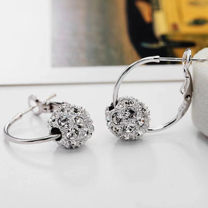 Wholesale Crystal Diamond Ball Colored Diamond Lucky Ball Earrings
