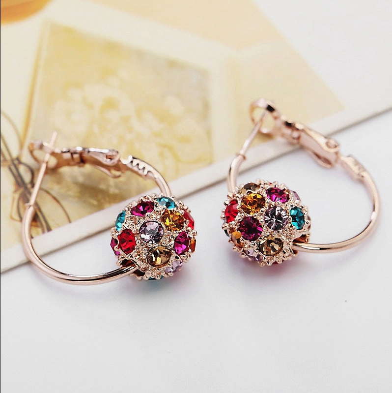 Wholesale Crystal Diamond Ball Colored Diamond Lucky Ball Earrings
