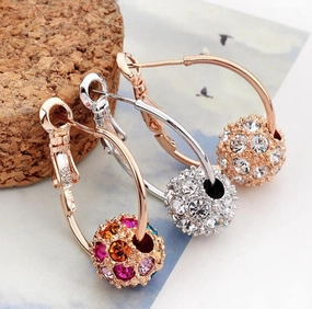 Wholesale Crystal Diamond Ball Colored Diamond Lucky Ball Earrings