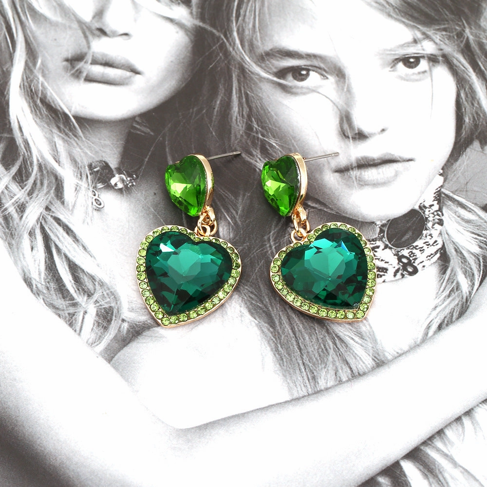 Wholesale Crystal Diamond Heart Alloy Earrings