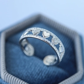 Wholesale Crystal Diamond Love Sterling Silver Ring