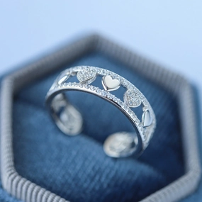 Wholesale Crystal Diamond Love Sterling Silver Ring