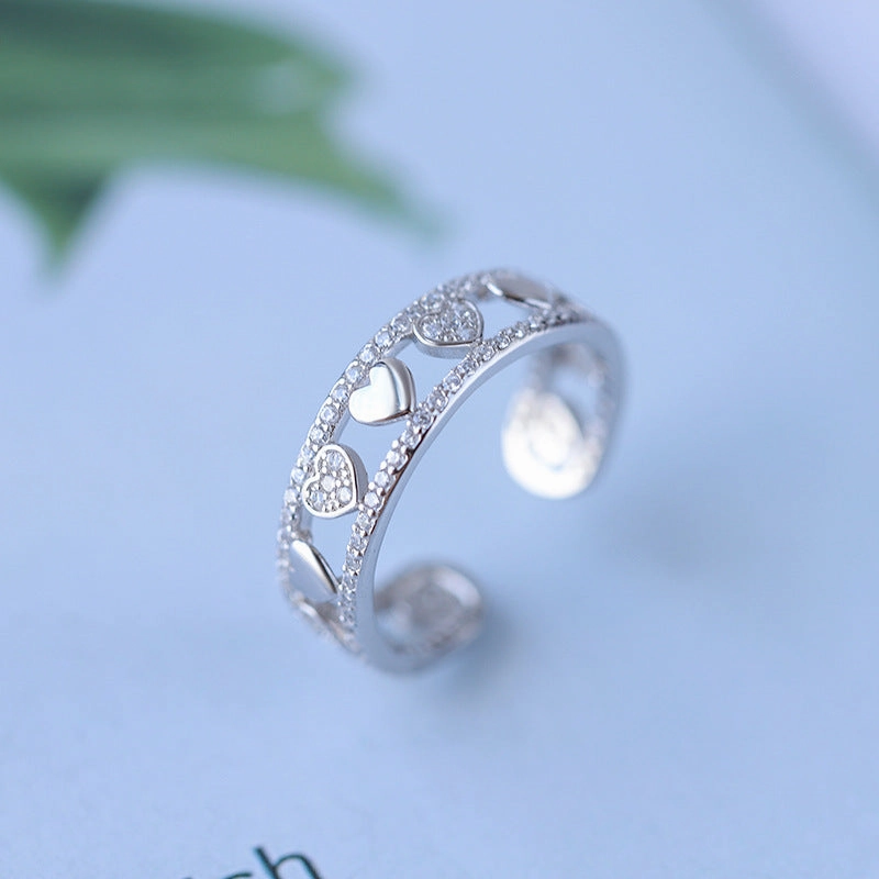 Wholesale Crystal Diamond Love Sterling Silver Ring