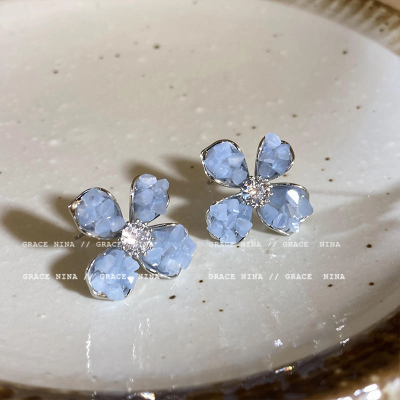 Wholesale Crystal Flower Copper Earrings