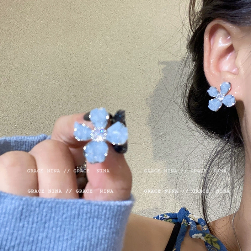 Wholesale Crystal Flower Copper Earrings
