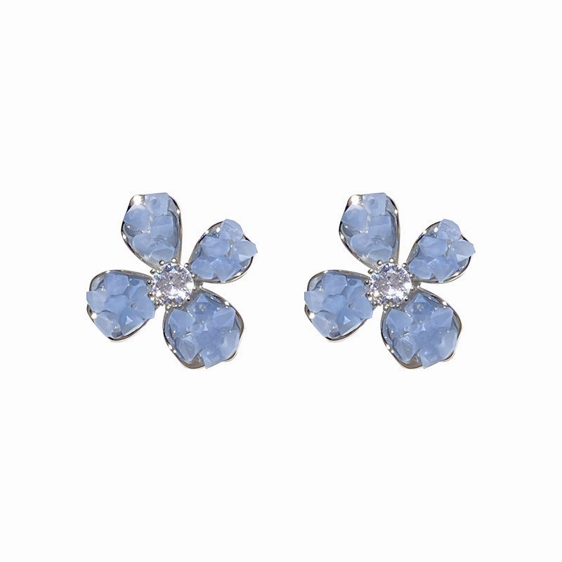 Wholesale Crystal Flower Copper Earrings