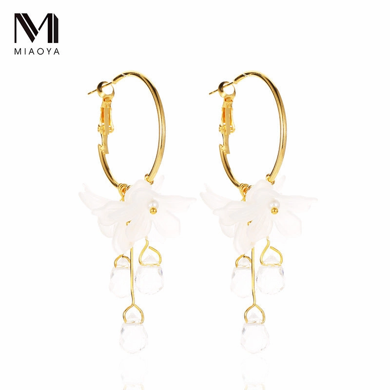 Wholesale Crystal Flower Tassel Alloy Earrings