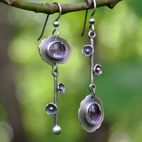 Wholesale Crystal Gemstone Plum Blossom Alloy Earrings