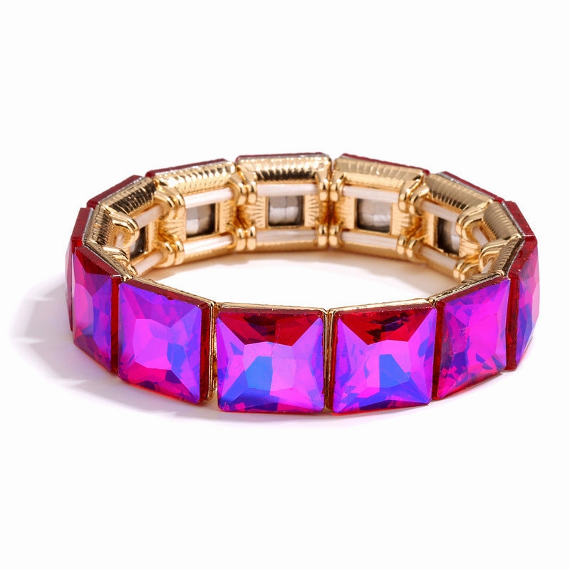 Wholesale Crystal Glass Stretch Alloy Rhinestone Bracelet